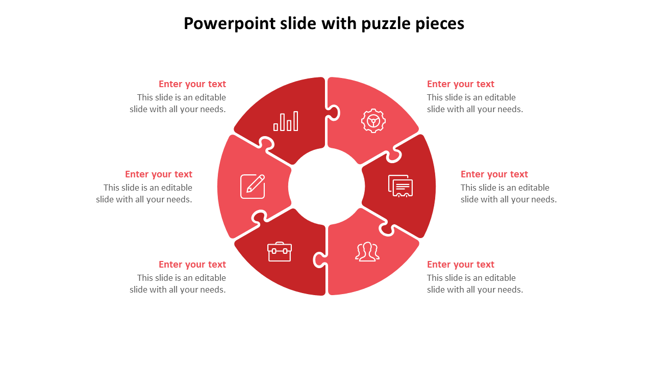 powerpoint slide with puzzle pieces-6-red